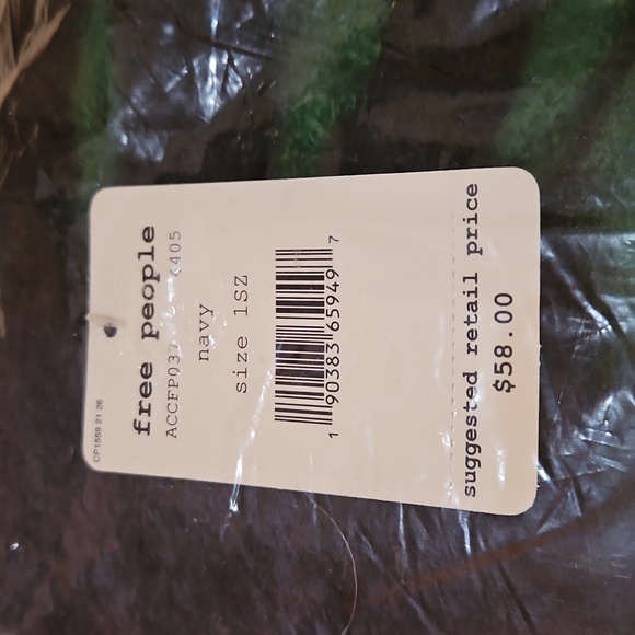 Free People Cameron Brushed Navy Plaid Bkanket Scarf Plush Fringe Oversized NWT - Picture 3 of 11